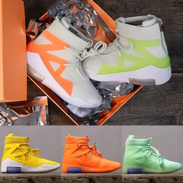 

of fear 2019 god 1 mens leather basketball shoes fashion designer boots orange yellow zoom casual sports sneakers fog chaussures 7-12