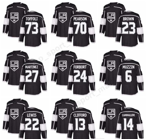 

los angeles kings 2017 2018 ice hockey 70 tanner pearson jerseys 73 tyler toffoli 27 alec martinez 23 dustin brown jersey make custom, Black;red