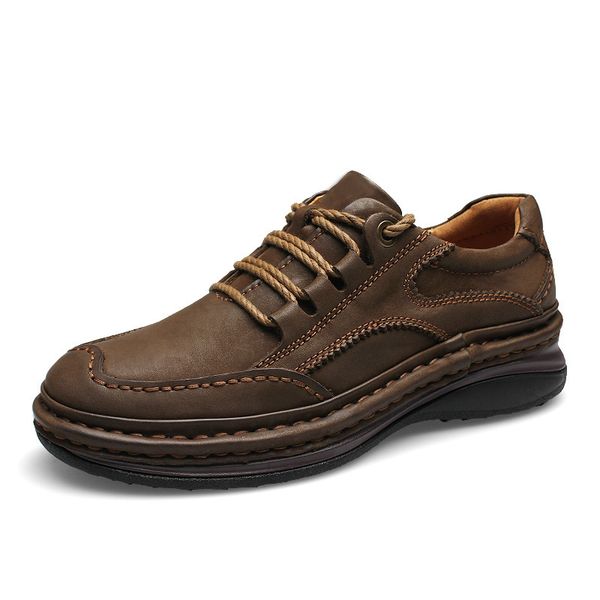 

men anti slippery tactical boots genuine leather men outdoor shoes sneaker mountain hiking shoes business formal, Black