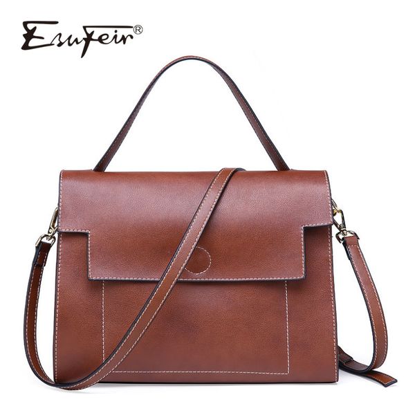 

esufeir 2018 из натуральной кожи леди сумки повседневная сумка плеча crossbody мешок твердая площади цвет женские