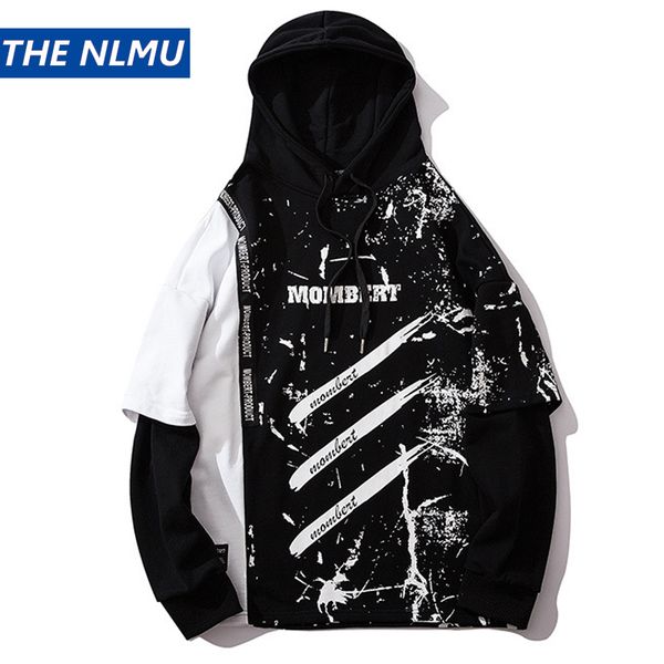 

streetwear patchwork hoodies men hiip hop harajuku sweatshirts male 2019 fashion autumn hoodies black red hz168