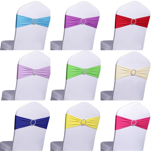 

spandex lycra wedding chair cover sash bands wedding party birthday chair buckle sashe decoration colors available