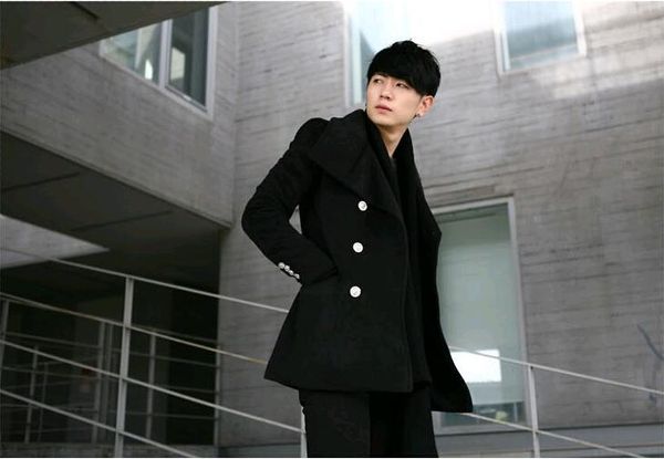 

winter coat men brand wool men long coat mens trench harajuku factory direct clothing british style trench, Black