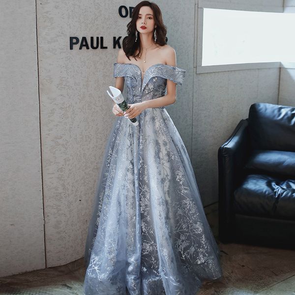 

off shoulder evening dress women exquisite blue prom mesh dress elegant formal party gown lady qipao vestidos de festa, Red