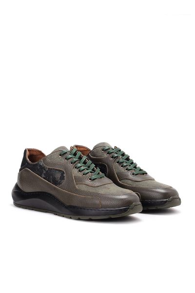 

derimod genuine leather green men 's sneaker, Black