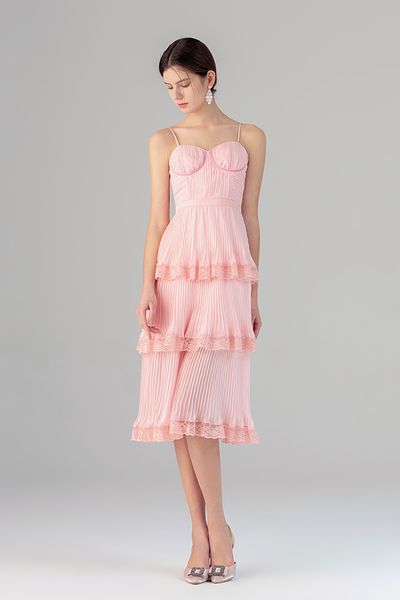 

summer new chiffon suspender skirt pink holiday slim fit dress lace stitching falbala lady suspender dress cake skirt, White;black