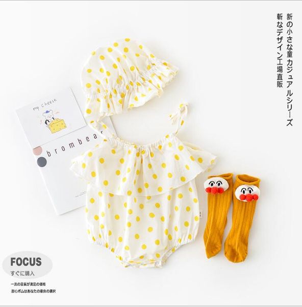 

2020 new baby girls dots romper fashion cotton babys jumpsuit 6-24 month hv40, Blue
