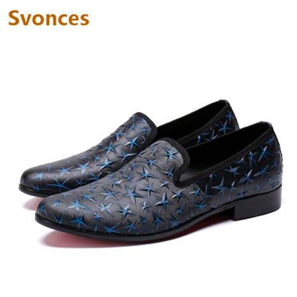 

new starfish pattern genuine leather men shoes fashion brand slip-on flats loafer man zapatillas casual party soulier homme size, Black