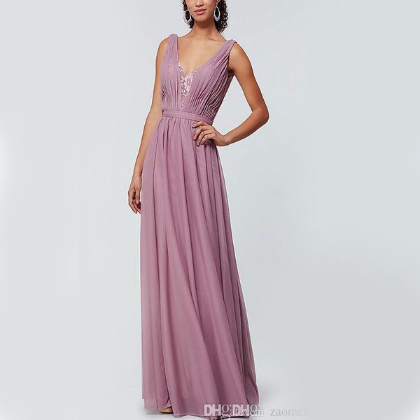 

new a-line chiffon long bridesmaid dresses 2020 bridesmaids dress with lace detail v-neck backless formal gowns maid of honor dress, White;pink
