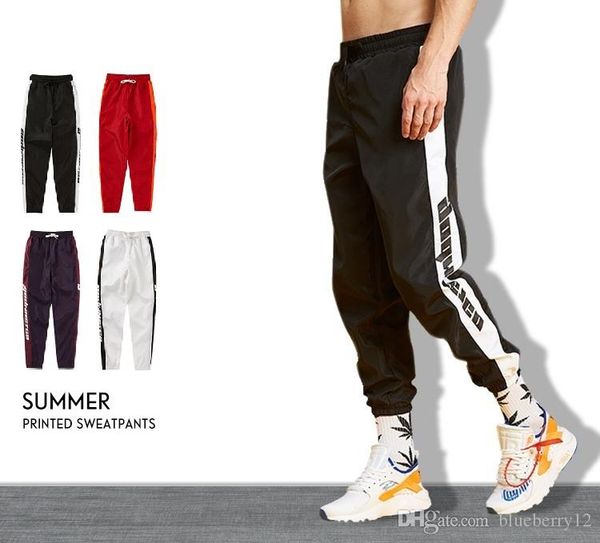 

2018 autumn mens sports pants letter printed hip hop jogger pants casual drawstring pencil pants 4 colors sportwear, Black