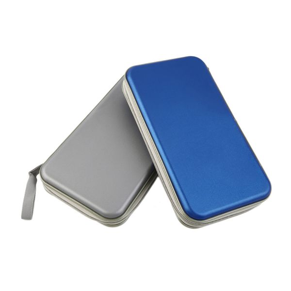 

new 80 disc cd dvd carry case wallet storage holder bag hard box dj storage cover box case - blue silver