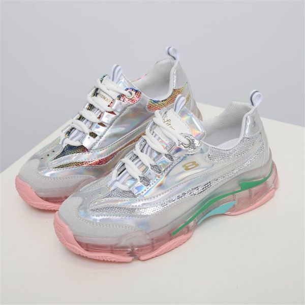 

brand summer sequin mesh women sneakers summer shoes fashion trend transparent sole women basketball shoes wedge ny-77, Black