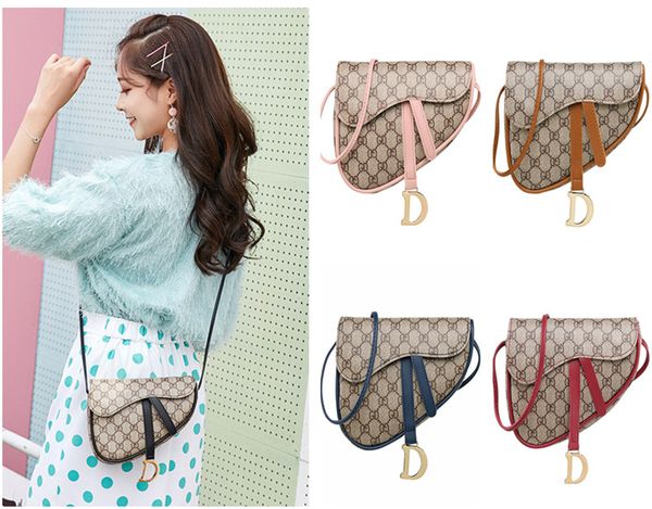 

ins girls saddle bags vintage retro crossbody shoulder bag pu leather handbag gd letter horseshoe buckle bags outdoor phone pouch 5 colors