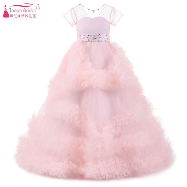 

pink princess flower girls dresses for wedding 2018 stunning puffles elegant birthday perform gowns pageant dress zf072, Red;yellow