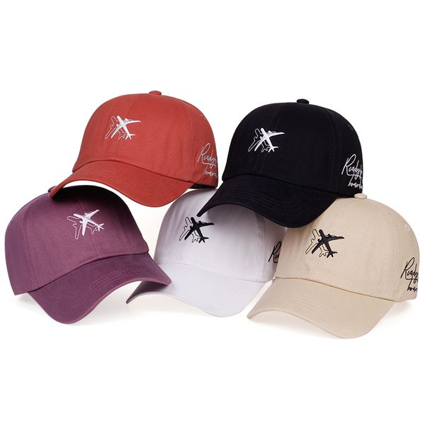 

2020 new aircraft embroidery baseball cap fashion summer outdoor sun hat wild casual dad hats hip hop trucker caps, Black;white