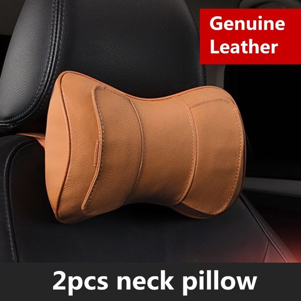 

genuine leather car seat headrest pillow black auto neck support head cushion pillows pp cotton seats accessories car styling