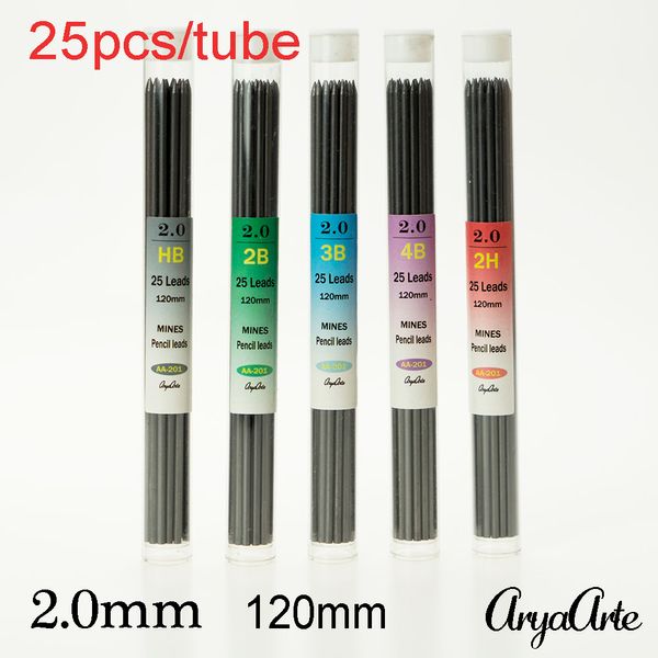 

25pcs/tube 2.0mm mechanical pencil refill leads 2h hb 2b 3b 4b graphite automatic pencil school sketch drawin stationery, Blue;orange