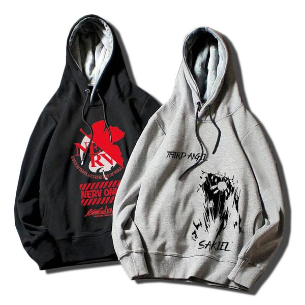 

autumn winter pullover eva neon genesis evangelion hoodies cool printed eva sweatshirt fleece jacket men women coat clothing, Black