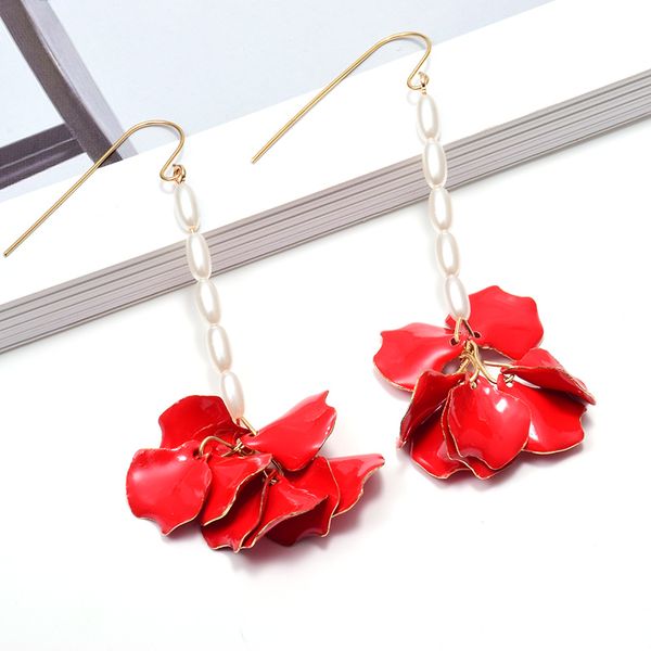 

новые блестящий металл промасленных длинные мотаться серьги падения fine жемчужных украшений аксессуаров для женщин оптового красочных pendi, Silver