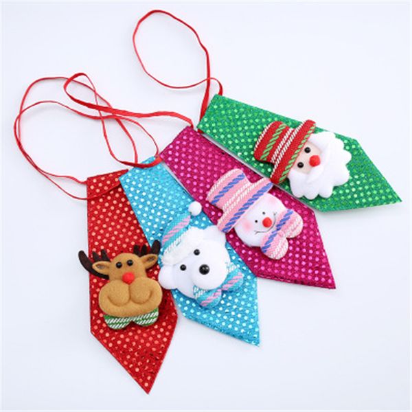 

new merry christmas children festival neck sequins tie santa claus snowman elk bear tie xmas decoration ornaments gift supplies