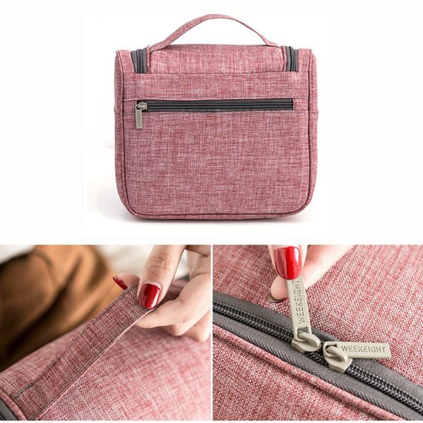 

portable travel clear toiletry wash bag with hanging hook waterproof zippered cosmetic makeup storage organizer