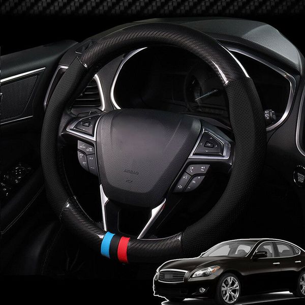 

for infiniti m56 car steering wheel cover anti-slip carbon fiber pvc leather