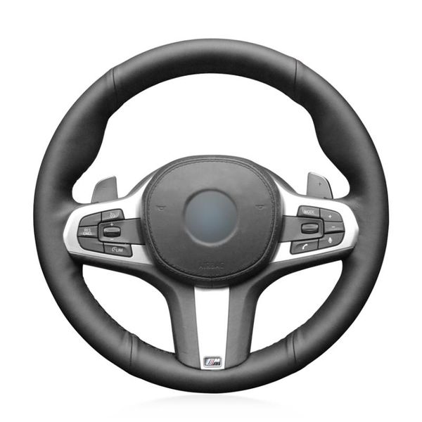 

black genuine leather car steering wheel cover for g30 525i 530i 530d m550i m550d g02 x4 2018 f90 m5 g01 x3 m40i g02 x4