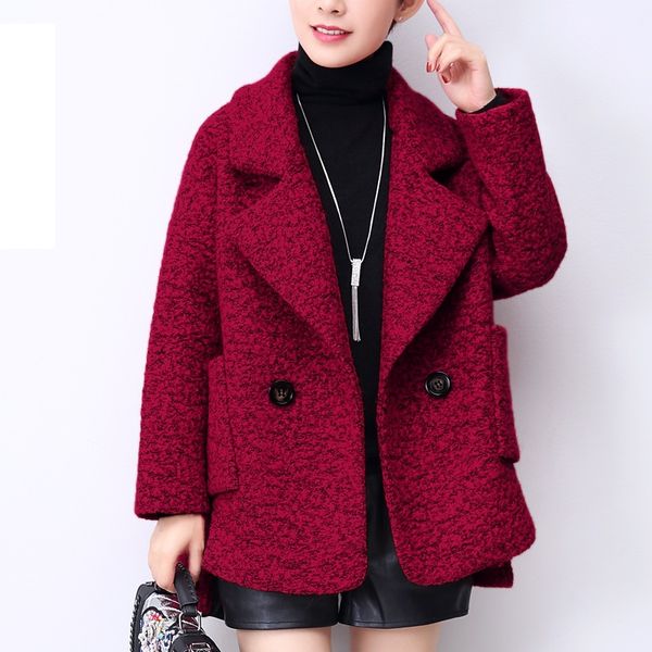 

short woolen coat female korean autumn winter new tweed women fashionable female clothing loose cloak ladies coats 1079, Black