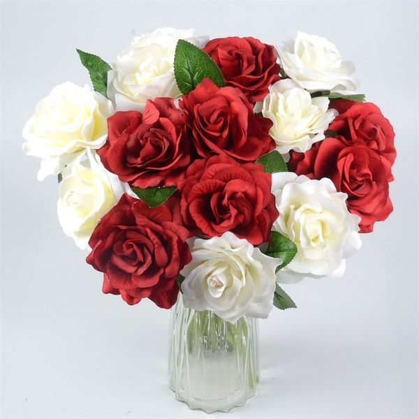 

1pcs 10cm large artificial flower silk rose flower bouquet for wedding decoration craft fake flowers arrange table home flower