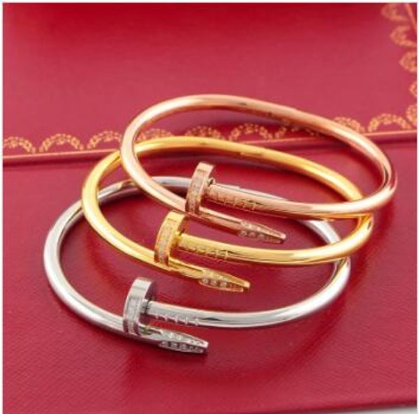 

shell round head cartier nail bracelet love fashion titanium steel 18k rose gold loves men and women gravure bracelet with original box, White