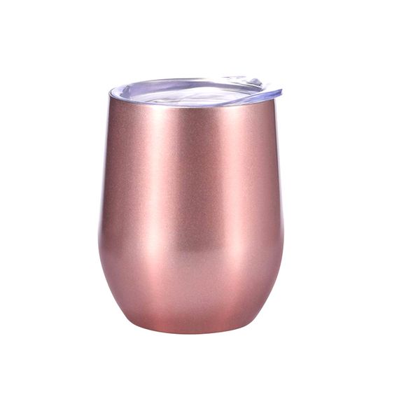 

12oz Wine Tumbler Double Walled Vacuum Insulated Tumblers Stainless Steel Beer Glasses Stemless Coffee Mugs with Lid