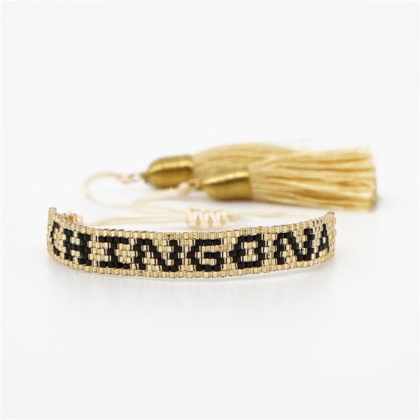 

shinusboho miyuki bracelet chingona-power letter bracelets tassel jewelry pulseras mujer moda 2019 women bileklik insta fashion, Golden;silver