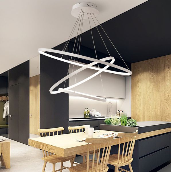 

modern circular lamp ring pendant lights 3/2/1 circle rings acrylic aluminum body led lighting ceiling lamp fixtures for living room dining