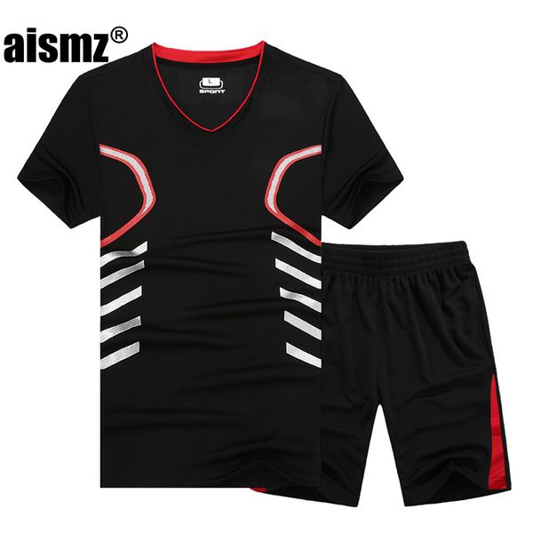 

aismz plus size -7xl 8xl 9xl summer men quick dry t shirt tracksuit 2018 new casual sporting men sets 2pcs sportswear clothing, Gray