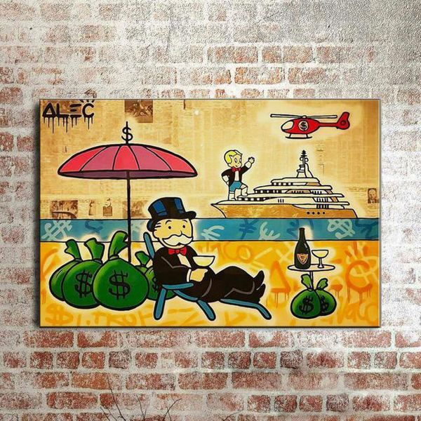 

alec monopoly graffiti the yacht home decor handpainted &hd print oil paintings on canvas wall art pictures 200