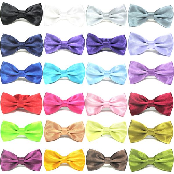 Damat Bow Tie Erkekler Yetişkin İş Evliliği Saf Renk Satin Düz Renk Polyester Yay