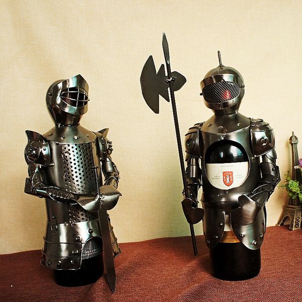 

pure metal crafts warrior creative wine rack home bar ornaments stainless steel wine holder iron shelf frame