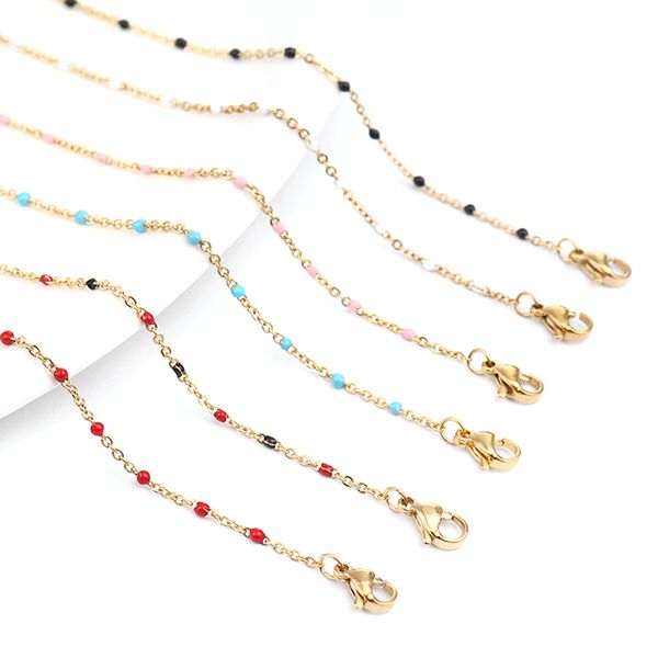 

1 pc fashion stainless steel link cable chain necklace gold enamel trendy jewelry gifts 45.5cm & 50cm long, chain size: 2x1.5mm, Silver