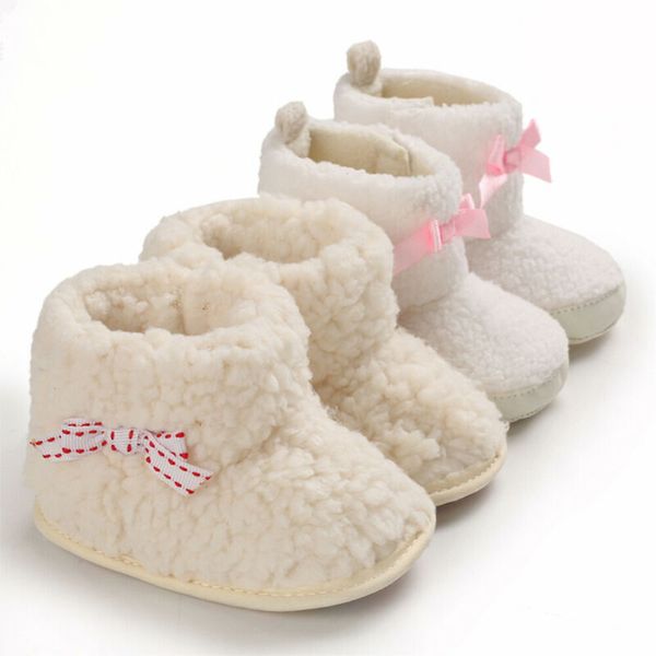 

baby girl bowknot winter warm boots booties infant toddler newborn snow slippers, Black;grey