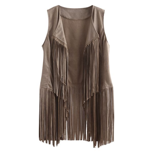 

vest cardigan jacket waistcoat women cardigan autumn winter casual coat faux suede ethnic sleeveless tassels fringed vest wild, Black;white