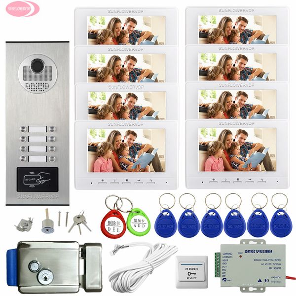 

8 button outdoor camera 8 lcd color 7inch monitor video call with a monitor for the door with electronic door lock doorphone