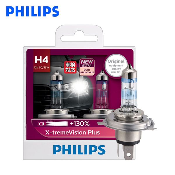 

philips h4 9003 x-treme vision plus 12v 60/55w auto halogen hi/lo beam car bulb ece approve 130% brighter 12342xvp s2, pair