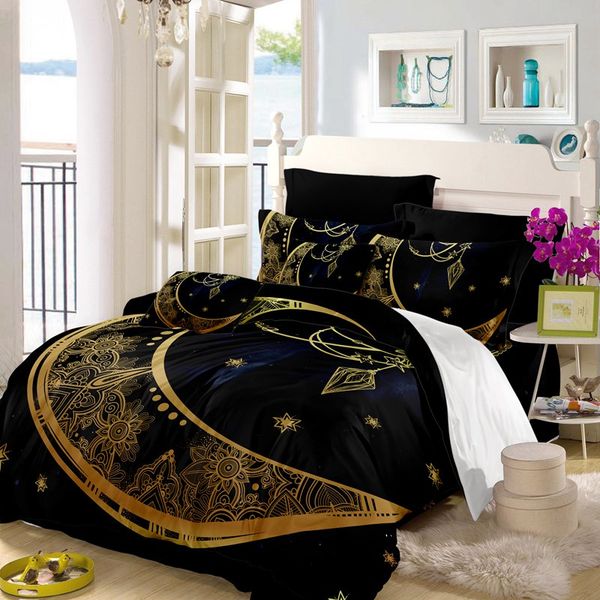 Boho Fabric Duvet Cover Moon Mandala Galaxy Bed Set Single Bed