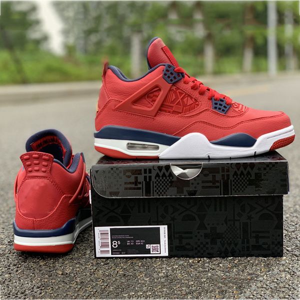 

new arrival se fiba basketball shoes 4s real carbon fiber red designer leather mens outdoor sports sneaker with shoebox
