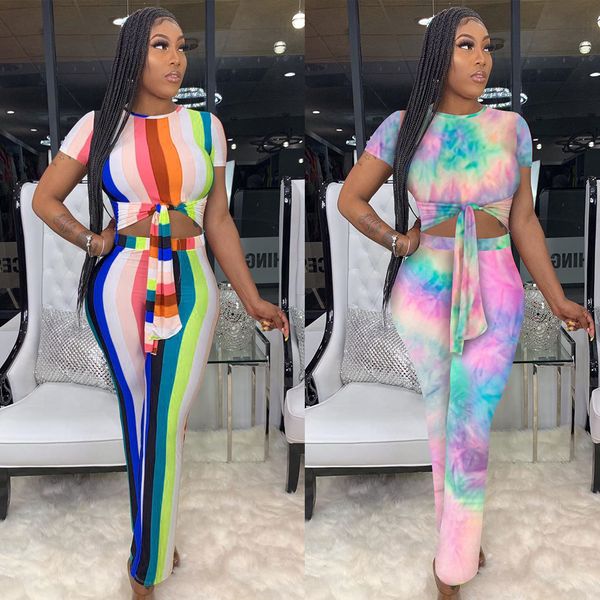 

round neck straps striped slim one-piece nightclub clothing women's two piece pants long pant suits, White