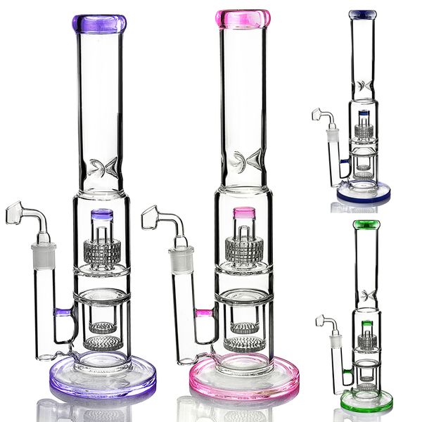 Recycler Bong narghilè Bong Stereo Matrix Thick Dab Rig Unique Ball Oil Rigs Straight Neck 18mm joint Bong in vetro