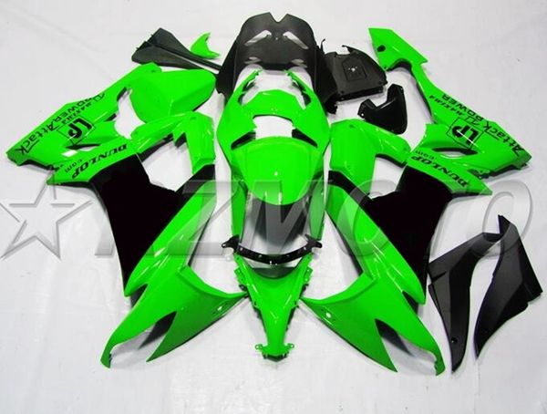 

4gifts new abs motorcycle full fairings set fit for kawasaki ninja zx-10r zx10r 2008 2009 2010 08 09 10 10r black green luster