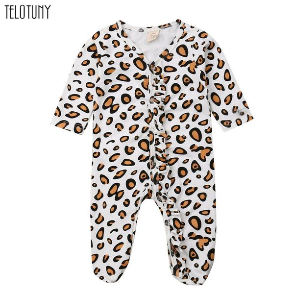 

telotuny 2019 newborn kids baby boys girls warm infant leopard printed long sleeve romper jumpsuit outfits infant clothing 1010, White