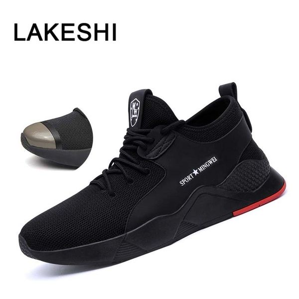 

men's work safety shoes steel toe cap shoes breathable work safety boot anti-smashing army men boots anti-piercing sneakers, Black