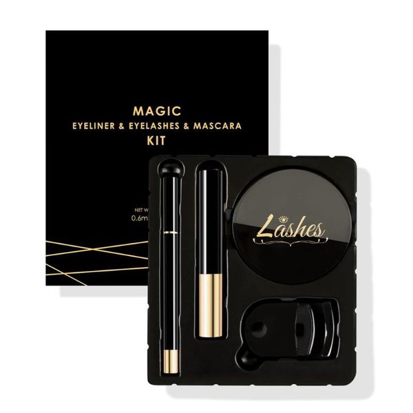 

magic no magnet eyelashes magic 2020 new arrival false eyelash 3 pairs lashes & eyeliner & mascara eyelash curler set